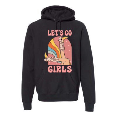 Lets Go Retro Cow Bride Bridesmaid Bachelorette Premium Hoodie