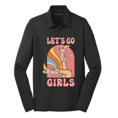 Lets Go Retro Cow Bride Bridesmaid Bachelorette Silk Touch Performance Long Sleeve Polo