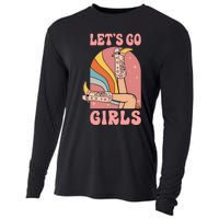 Lets Go Retro Cow Bride Bridesmaid Bachelorette Cooling Performance Long Sleeve Crew