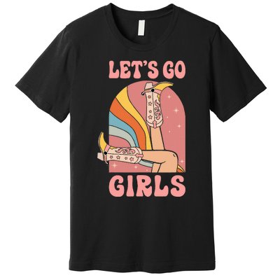 Lets Go Retro Cow Bride Bridesmaid Bachelorette Premium T-Shirt