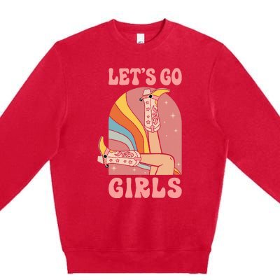 Lets Go Retro Cow Bride Bridesmaid Bachelorette Premium Crewneck Sweatshirt