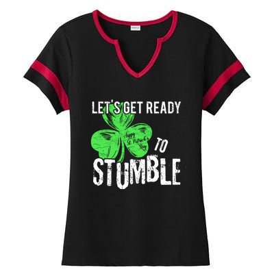 Lets Get Ready To Stumble Funny Saint St Patricks Day Gift Ladies Halftime Notch Neck Tee