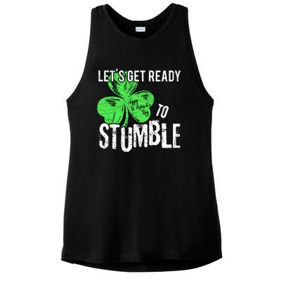 Lets Get Ready To Stumble Funny Saint St Patricks Day Gift Ladies PosiCharge Tri-Blend Wicking Tank