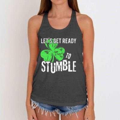 Lets Get Ready To Stumble Funny Saint St Patricks Day Gift Women's Knotted Racerback Tank