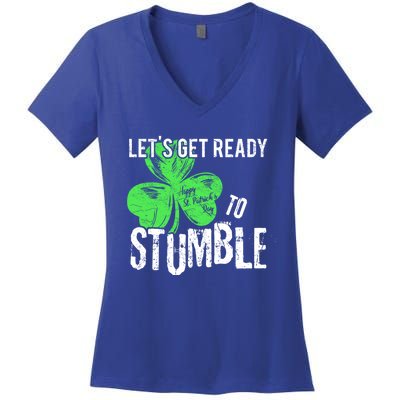 Lets Get Ready To Stumble Funny Saint St Patricks Day Gift Women's V-Neck T-Shirt