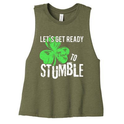 Lets Get Ready To Stumble Funny Saint St Patricks Day Gift Women's Racerback Cropped Tank