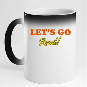 Lets Go Read Distress Book Club 11oz Black Color Changing Mug