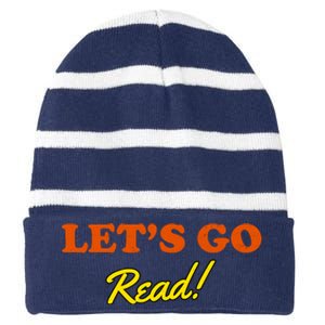 Lets Go Read Distress Book Club Striped Beanie with Solid Band