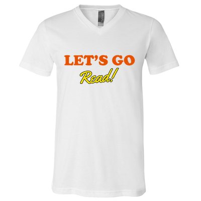 Lets Go Read Distress Book Club V-Neck T-Shirt