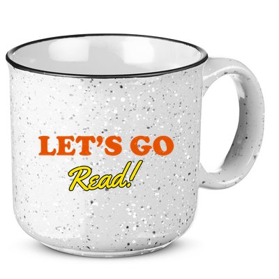 Lets Go Read Distress Book Club 15oz Campfire Ceramic Mug