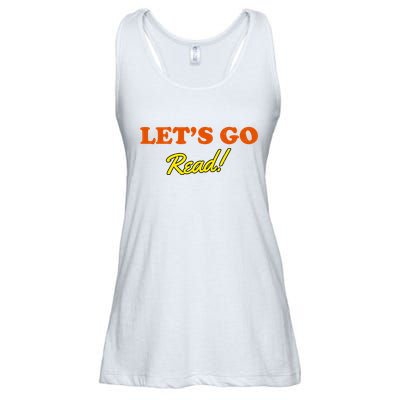 Lets Go Read Distress Book Club Ladies Essential Flowy Tank