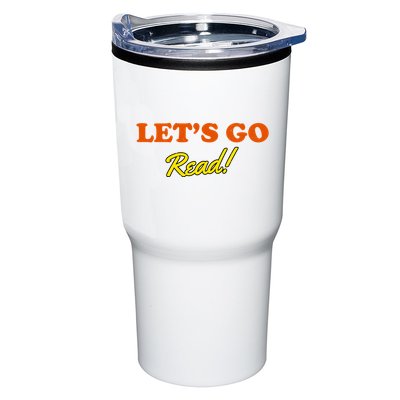 Lets Go Read Distress Book Club Tumbler