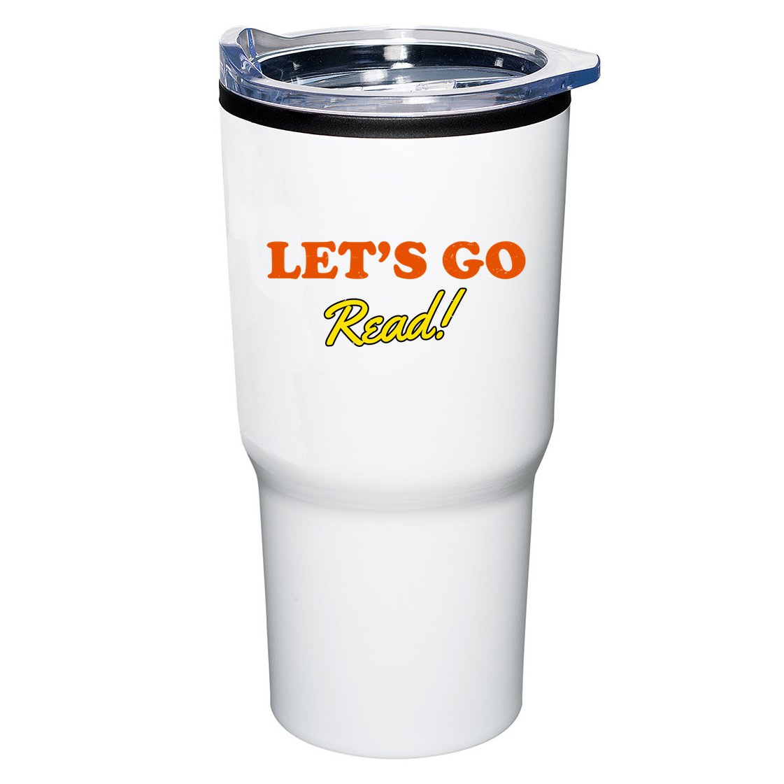 Lets Go Read Distress Book Club Tumbler