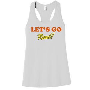 Lets Go Read Distress Book Club Women's Racerback Tank