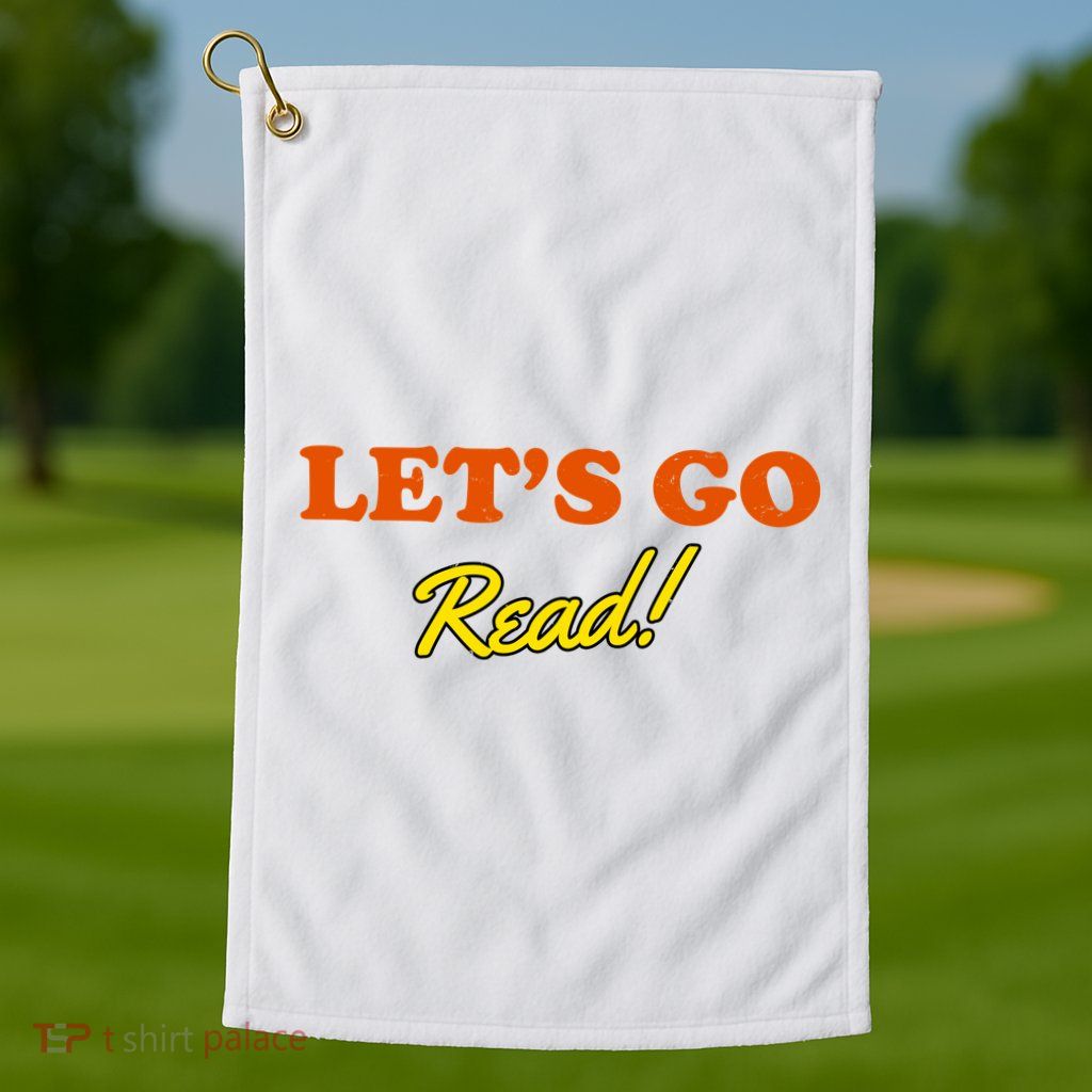 Lets Go Read Distress Book Club Golf Towel