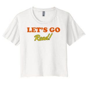 Lets Go Read Distress Book Club Women's Crop Top Tee