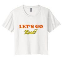 Lets Go Read Distress Book Club Women's Crop Top Tee