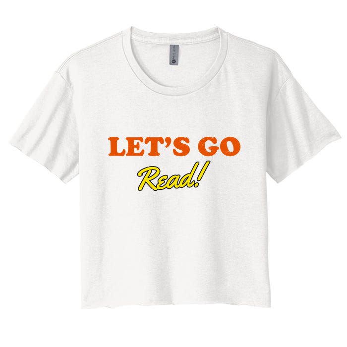 Lets Go Read Distress Book Club Women's Crop Top Tee