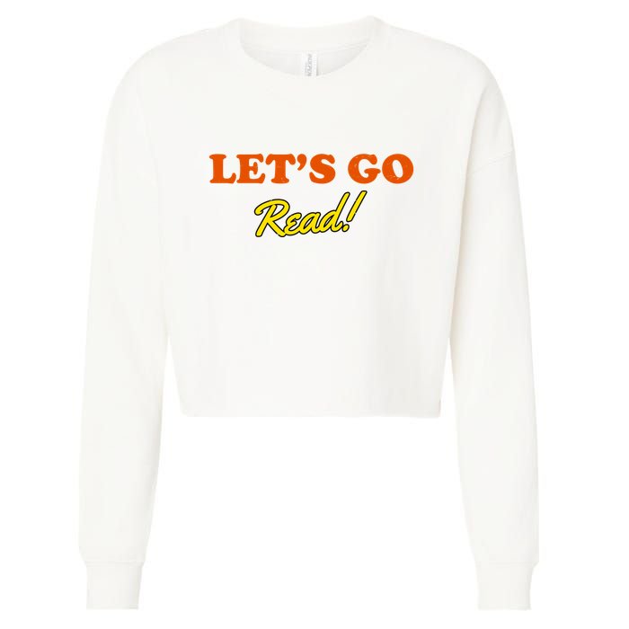 Lets Go Read Distress Book Club Cropped Pullover Crew