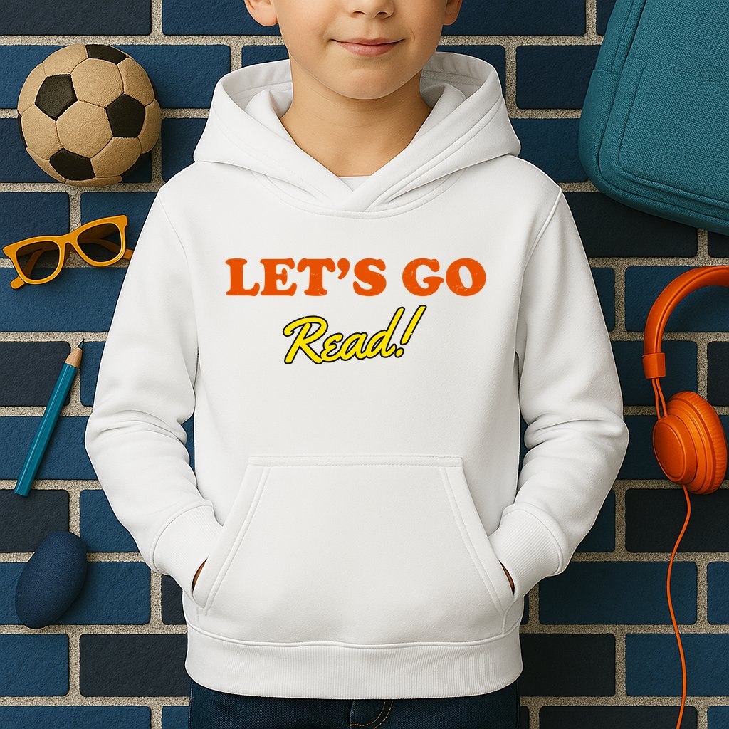 Lets Go Read Distress Book Club Kids Hoodie