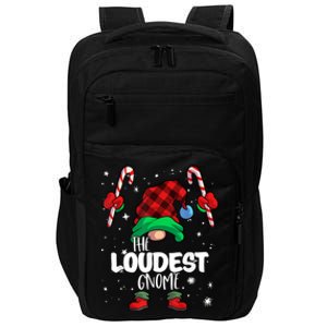 Loudest Gnome Red Buffalo Plaid Matching Family Christmas Impact Tech Backpack