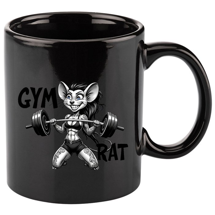 Lady Gym Rat Workout 11oz C Handle Ceramic Mug