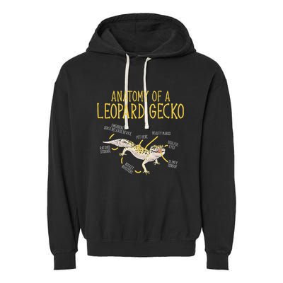 Leopard Gecko Reptile Pet Anatomy Of A Leopard Gecko Garment-Dyed Fleece Hoodie