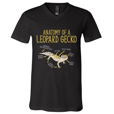 Leopard Gecko Reptile Pet Anatomy Of A Leopard Gecko V-Neck T-Shirt