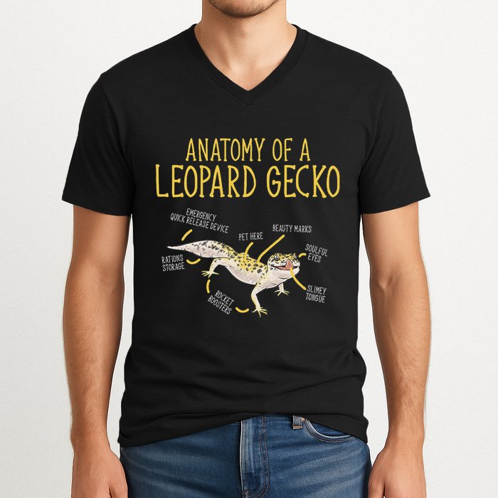 Leopard Gecko Reptile Pet Anatomy Of A Leopard Gecko V-Neck T-Shirt