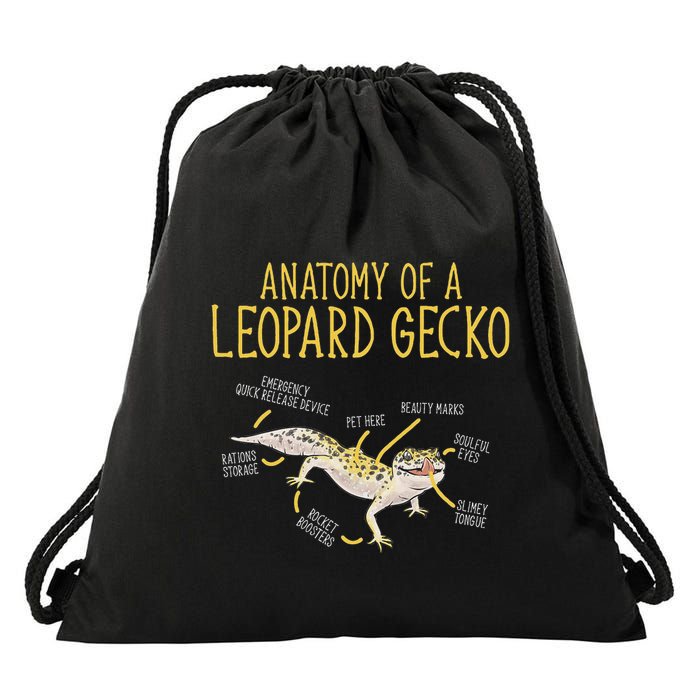 Leopard Gecko Reptile Pet Anatomy Of A Leopard Gecko Drawstring Bag