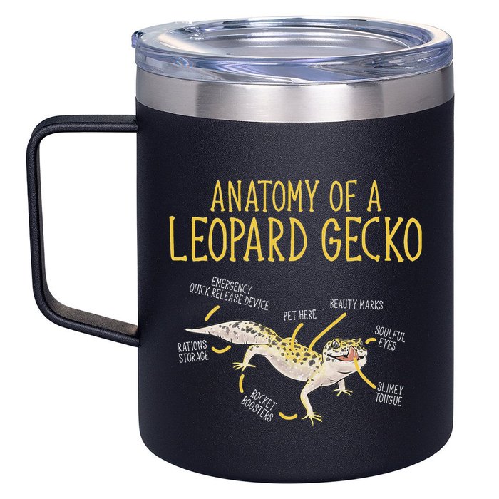 Leopard Gecko Reptile Pet Anatomy Of A Leopard Gecko 12oz Stainless Steel Coffee Mug
