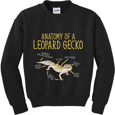 Leopard Gecko Reptile Pet Anatomy Of A Leopard Gecko Kids Sweatshirt