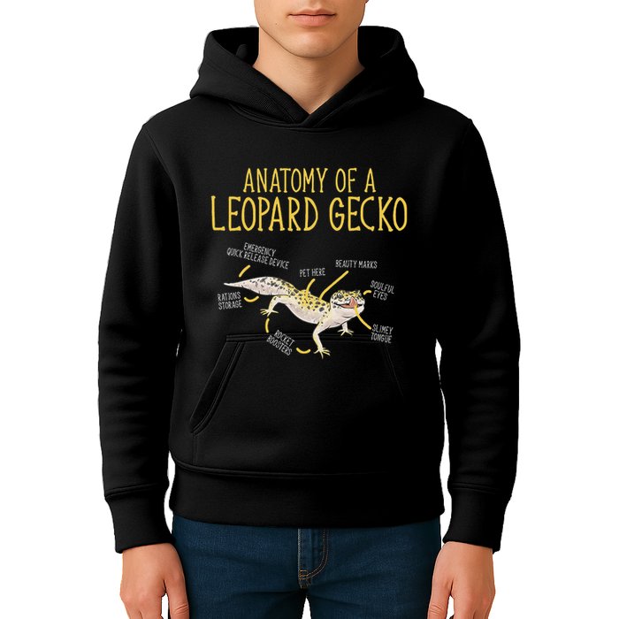Leopard Gecko Reptile Pet Anatomy Of A Leopard Gecko Kids Hoodie