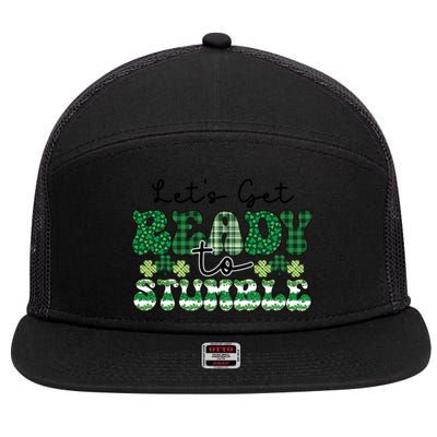 Let's Get Ready To Stumble Plaid St Pattricks Day 7 Panel Mesh Trucker Snapback Hat