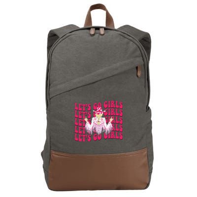 Lets Go Rodeo Western Country Cowgirl Bachelorette Cotton Canvas Backpack