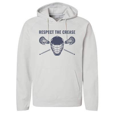 Lacrosse Goalie Respect The Crease Lax Performance Fleece Hoodie