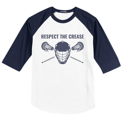 Lacrosse Goalie Respect The Crease Lax Baseball Sleeve Shirt