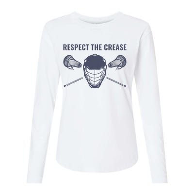 Lacrosse Goalie Respect The Crease Lax Womens Cotton Relaxed Long Sleeve T-Shirt