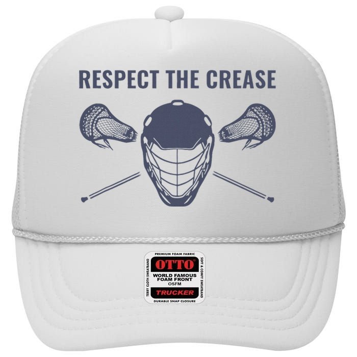 Lacrosse Goalie Respect The Crease Lax High Crown Mesh Back Trucker Hat