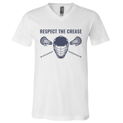 Lacrosse Goalie Respect The Crease Lax V-Neck T-Shirt