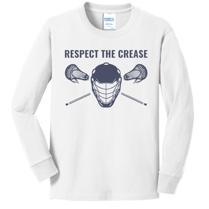 Lacrosse Goalie Respect The Crease Lax Kids Long Sleeve Shirt