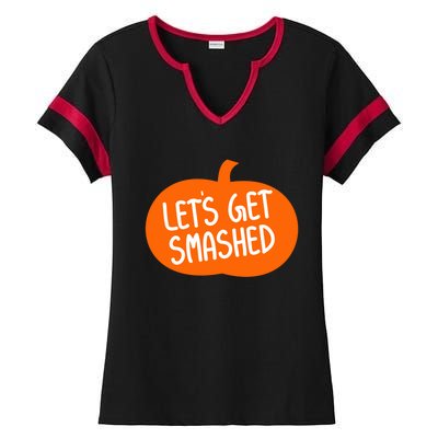 LetS Get Smashed Funny Pumpkins Cute Gift Ladies Halftime Notch Neck Tee