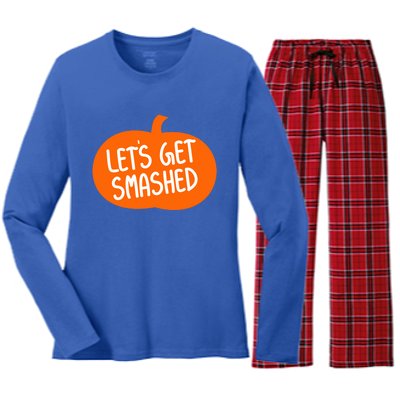 LetS Get Smashed Funny Pumpkins Cute Gift Women's Long Sleeve Flannel Pajama Set 