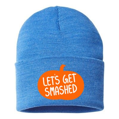 LetS Get Smashed Funny Pumpkins Cute Gift Sustainable Knit Beanie