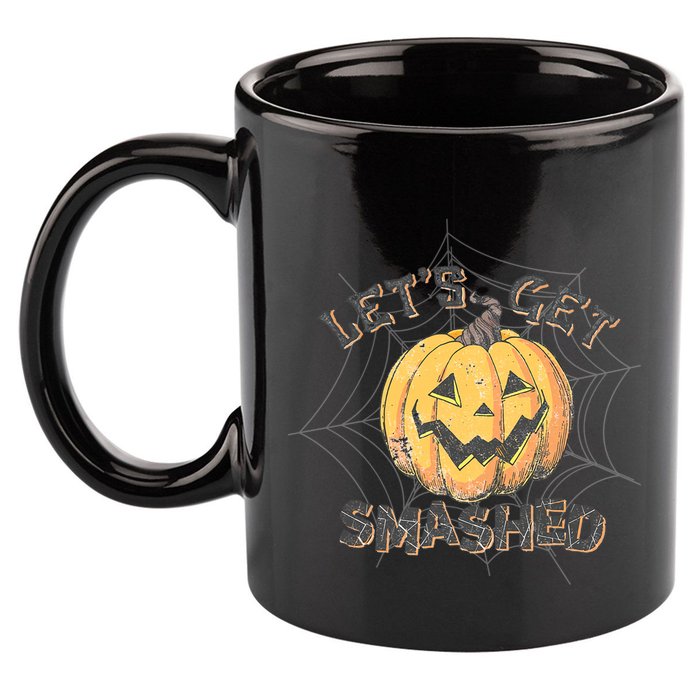 Lets Get Smashed Halloween Pumpkin Spooky Vibes Autumn Cute Gift 11oz C Handle Ceramic Mug