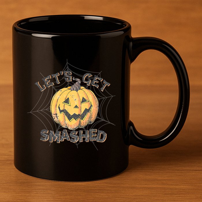 Lets Get Smashed Halloween Pumpkin Spooky Vibes Autumn Cute Gift 11oz C Handle Ceramic Mug