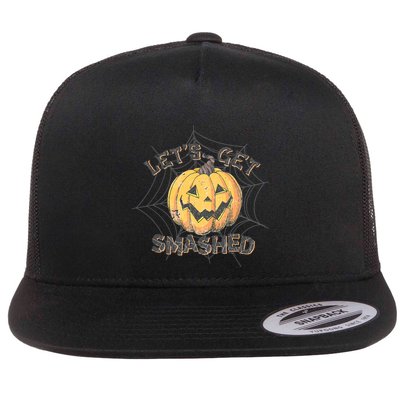 Lets Get Smashed Halloween Pumpkin Spooky Vibes Autumn Cute Gift Flatbill Hat