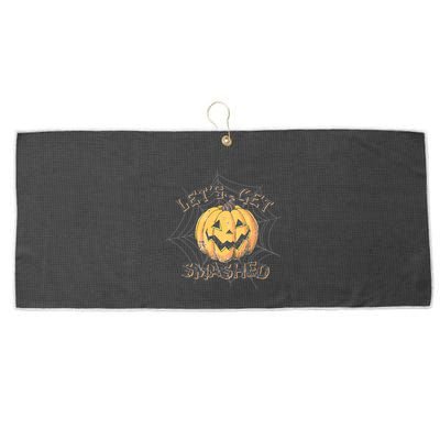 Lets Get Smashed Halloween Pumpkin Spooky Vibes Autumn Cute Gift Large Microfiber Waffle Golf Towel