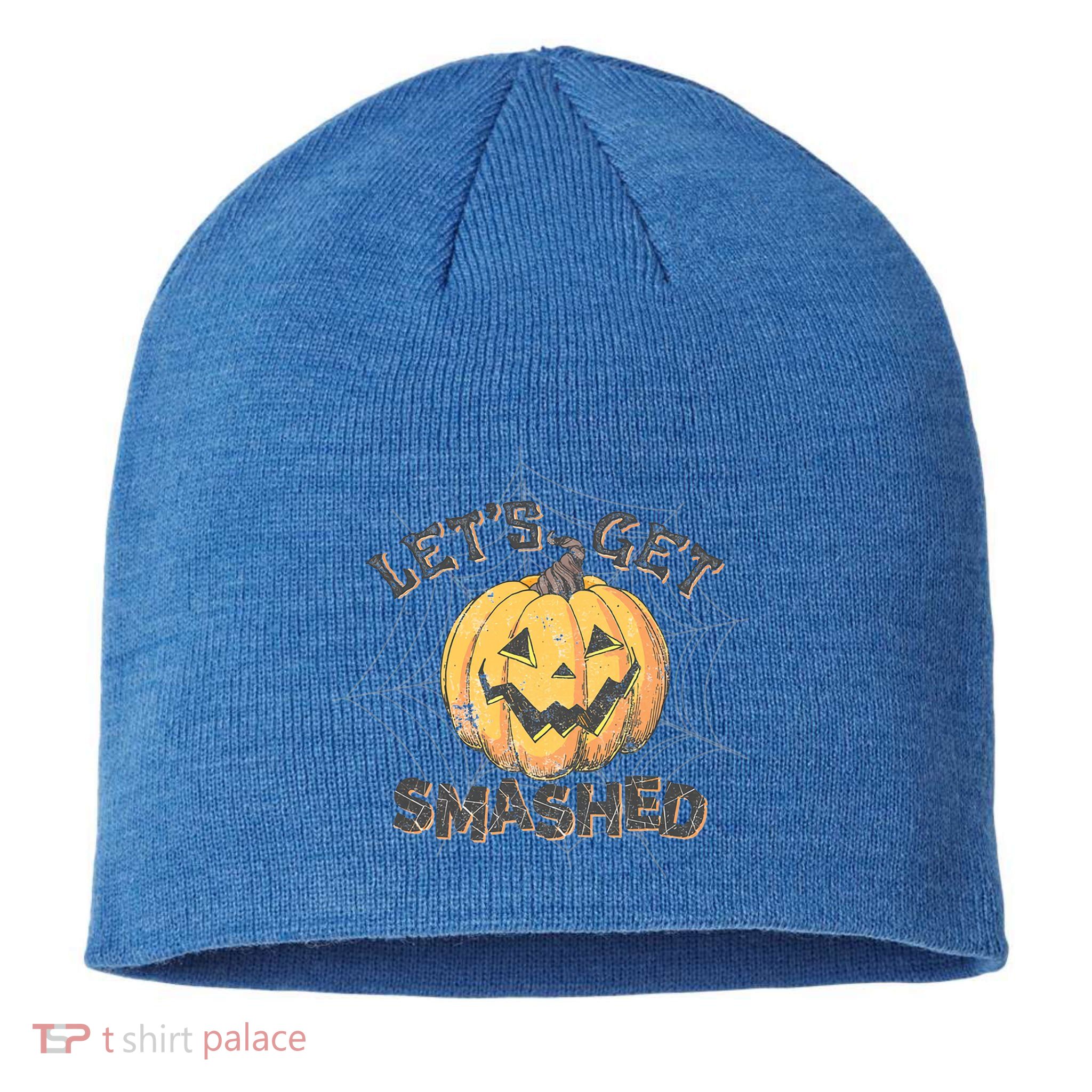 Lets Get Smashed Halloween Pumpkin Spooky Vibes Autumn Cute Gift Sustainable Beanie