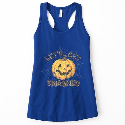 Lets Get Smashed Halloween Pumpkin Spooky Vibes Autumn Cute Gift Womens Tank Top
